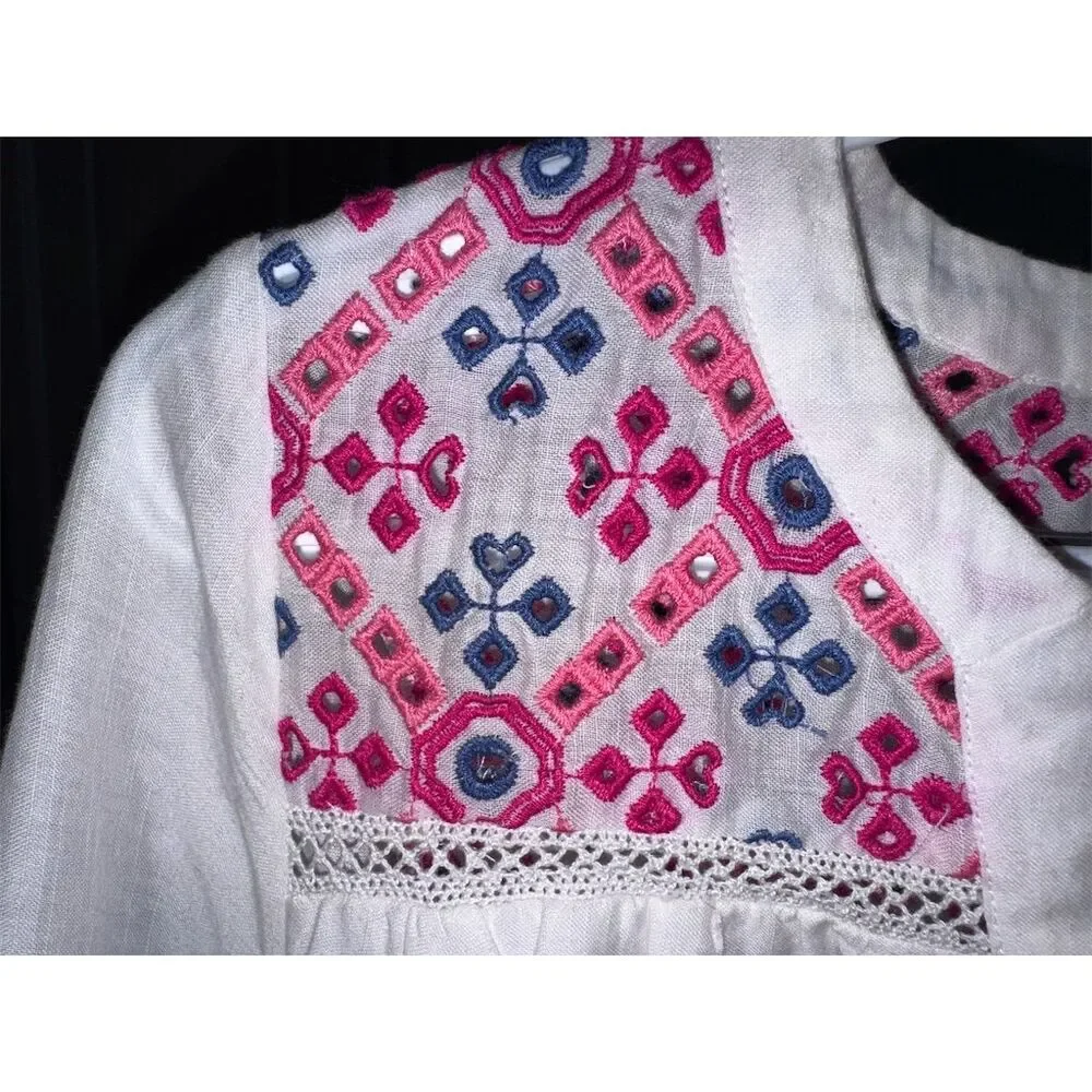 Vineyard Vines‎ Women's Embroidered Eyelet Shift Dress White Size 00 Boho Preppy